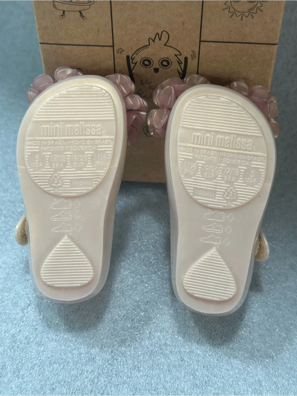 Mini Melissa Blush Pink Jelly Mary Janes with Flower Appliqués